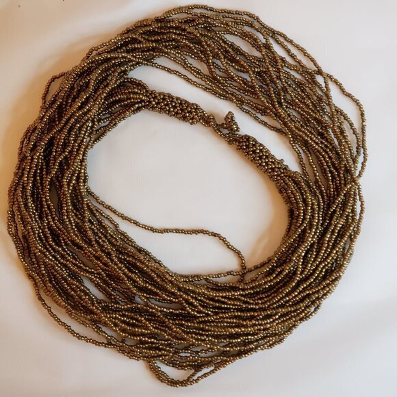 Handmade Multistrand Coppertone Beaded Necklace, 36 inches - Picture 4 of 7